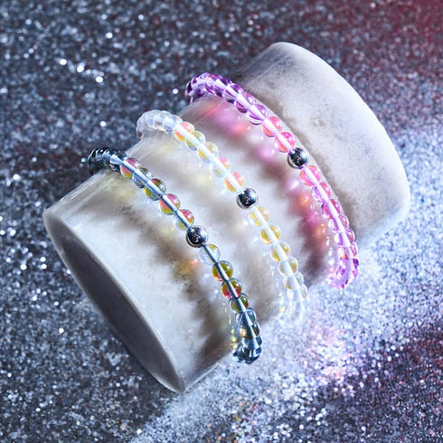 Regenbogen-Supernova | Silber | Galaxie-Glas-Makramee-Perlenarmband